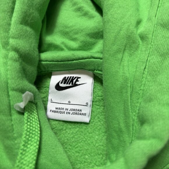 Nike Hoodie Men L Green Pullover Hood Sweatshirt Pocket Swoosh Embroidered - Picture 3 of 6